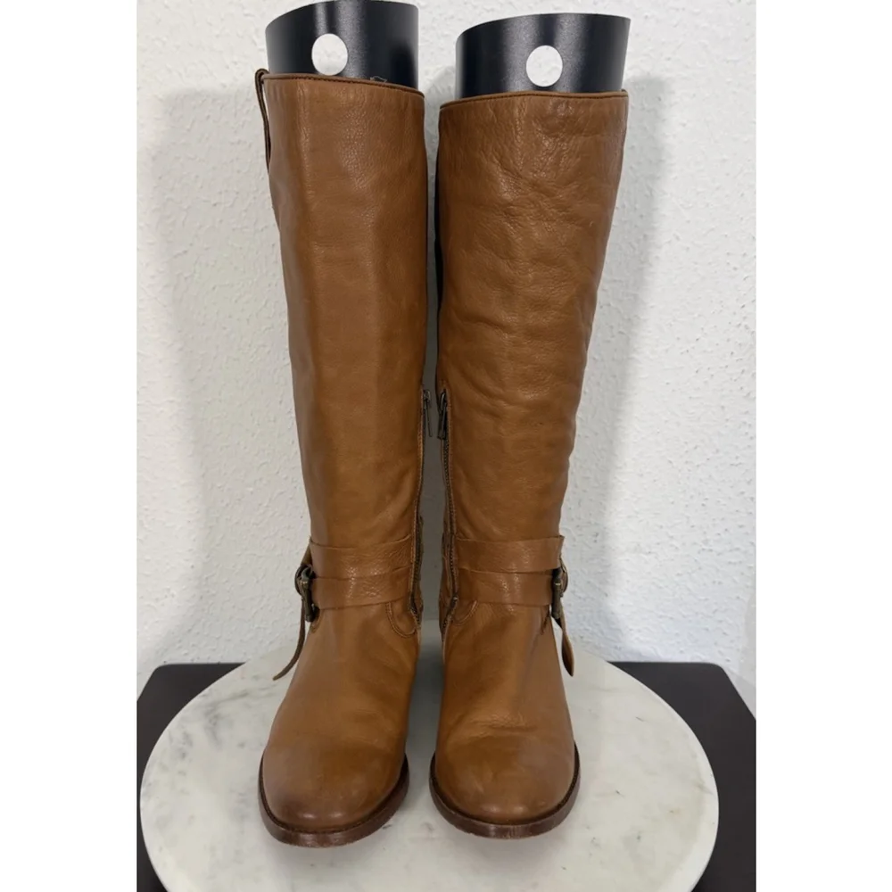 Frye Melissa Knotted Tall Riding Boots Sz 6.5B Leather Camel Brown Retail $400